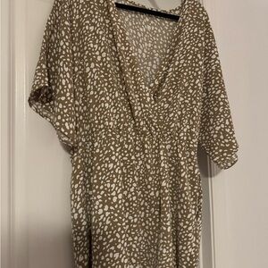 Brown and White Women's Romper